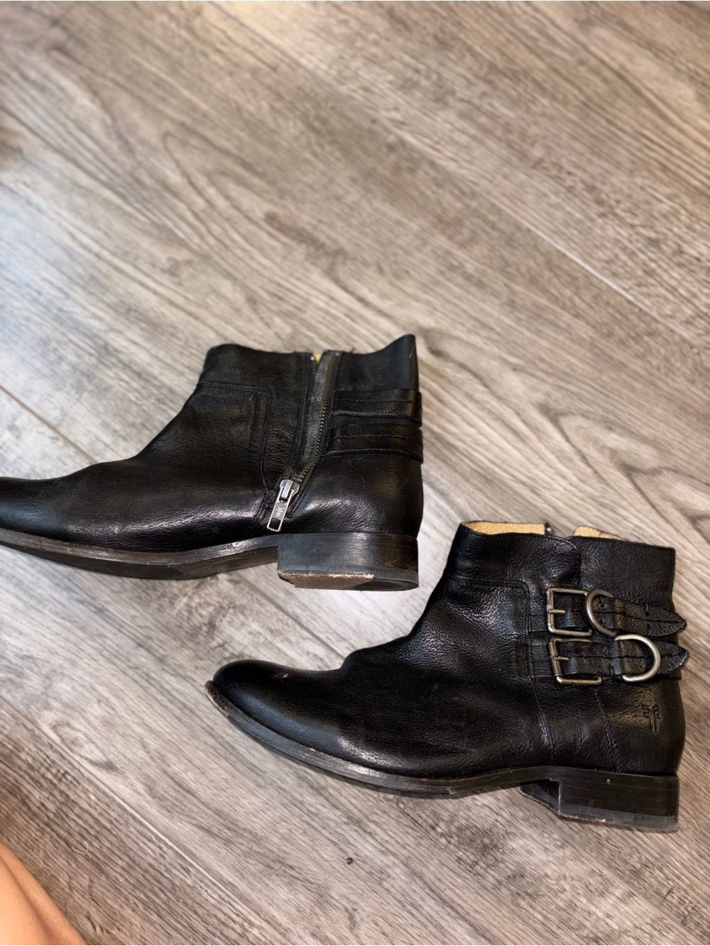 FRYE woman’s black buckle booties